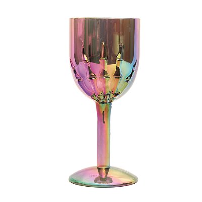 Taça de Vinho Esqueleto Preto Nacarado 8x8x17,5 com 1 Un - Halloween - Ref 29003203 Cromus