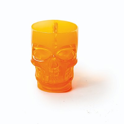 Caneca Rosto Caveira Laranja 9x9x13cm - Halloween - Ref 1141695 Cromus