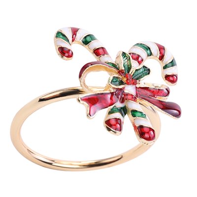 Porta Guardanapo Candy Cane Dourado com Pedrarias Jogo com 4un - Ref 1117645 Cromus