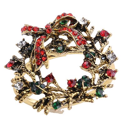 Porta Guardanapo Dourado com Guirlanda de Pedrarias Jogo com 4un - Ref 1117649 Cromus