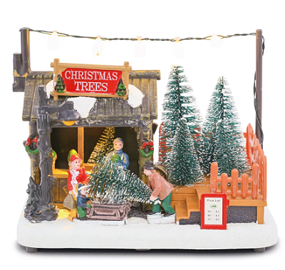 Vila de Natal Loja de Árvores com Led 13x18cm com Luz - Ref 1001424 Cromus