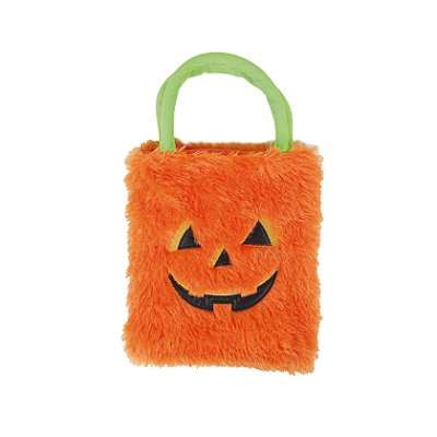 Sacola Abobora de Pelúcia Laranja 23x27cm - Halloween - Ref 29003741 Cromus