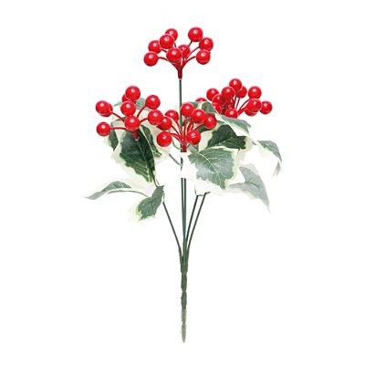 Galho de Natal Azevinhos Verde e Vermelho 30x12x6cm - Ref 1205307 Cromus