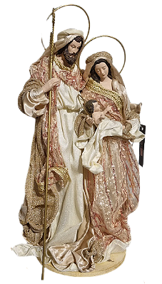 Sagrada Família de Resina com Roupa Rosê Gold 50cm - Ref SF371 Tok da Casa