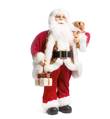 Boneco Papai Noel em Pé com Roupa Vermelha e Branca, Segurnado Urso 55cm - Ref 1591007 Cromus