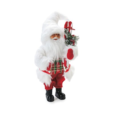 Boneco Papai Noel Branco e Vermelho em Pé Segurando Esqui 30cm - Ref 1612357 Cromus