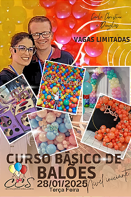 Curso BÁSICO PRESENCIAL de Decoração com Balões dia 28/01/2025 - FOZ DO IGUACU PARANA