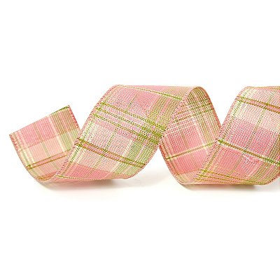 Fita Aramada de Natal Xadrez Rosa e Verde 6,3x9,14cm - Ref 1058164 Cromus