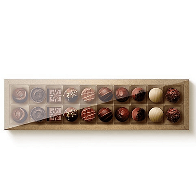 Caixa Retangular Kraft com Tampa PVC Para 20 Doces 39x9,5x4cm com 10 Unidades - Ref 13003206 Cromus