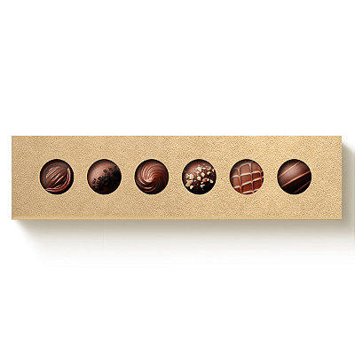 Caixa Retangular Kraft com Tampa Luva Vazada Para 6 Doces 24,2x6x4cm com 10 Unidades - Ref 13003203 Cromus