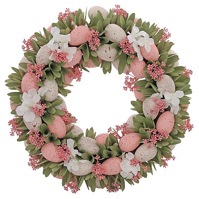 Guirlanda de Páscoa Decorada Ovos e Flores de Madeira 45x45x9cm - Ref 1015970 Cromus