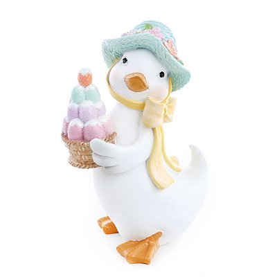 Pato Decorativo de Resina com Torre de Ovos 19x10x13cm - Ref 1038012 Cromus