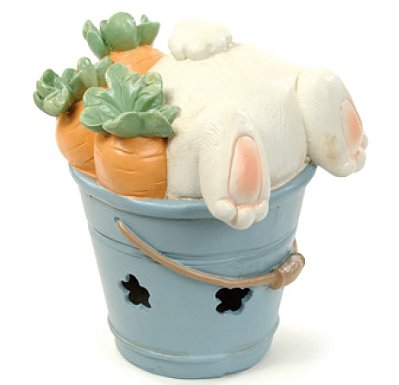 Vaso de Resina Coelho Caído com Cenouras 27x23x21cm - Ref 1066720 Cromus