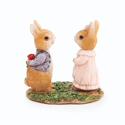 Casal Mini Coelhos de Resina 6x7x4cm - Ref 1014375 Cromus