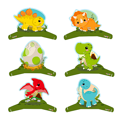 Kit Enfeite Impresso Festa Dino Baby com 6 Unidades - Ref 125011 Piffer