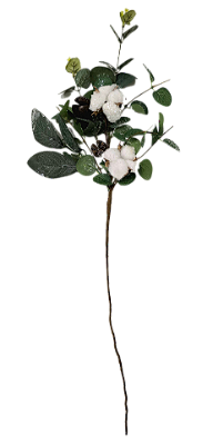 Galho Eucalipto e Flor de Algodão 46CM - Ref 1107264G Cromus