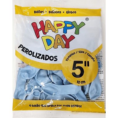 Balão de Latex 5 Polegadas Perolizado Candy Color Azul com 25 Unidades - Happy Day