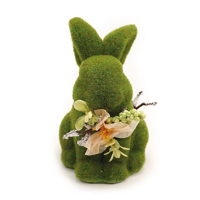 Coelho de Grama Sentado com Flores 17x11x15cm - Ref 1038735 Cromus