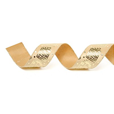 Fita Aramada de Natal Dourada com Estampa Presentes Ouro 6,3x914cm - Ref 1057721 Cromus