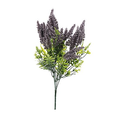 Buque de Lavanda com Complementos de Samambaia 38cm - Flores Permanentes - Ref 1063303 Cromus