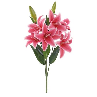 Buque de Liros Rosa Toque Real 6 Hastes 60cm - Flores Permanentes - Ref 1062217 Cromus