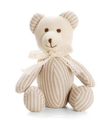 Urso de Tecido Listrado Cinza e Branco com Laço Crochê 20x10x12cm - Ref 1421045 Cromus