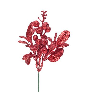 Pick Folhas e Frutas Glitter Vermelho 30x16x16cm - Ref 1022232 Cromus
