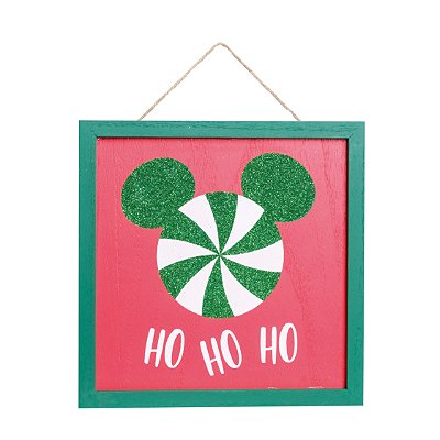 Quadro de Madeira Mickey Ho Ho Ho 37x27cm - Natal Disney - Ref 1921671 Cromus