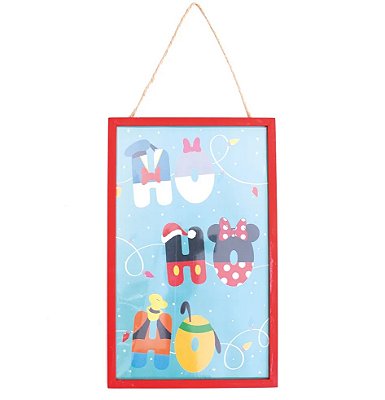 Quadro de Madeira Natal Disney HO HO HO 40x25cm - Ref 1109997 Cromus