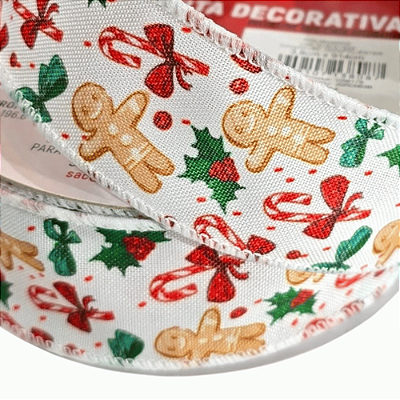 Fita Aramada de Natal Ginger com Bengalas 3,8x9,14m - Ref 1056179 Cromus