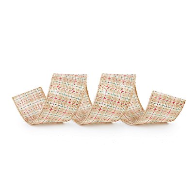 Fita Aramada de Juta Cru, Verde e Vermelha 6,3x914cm - Ref 1031131 Cromus