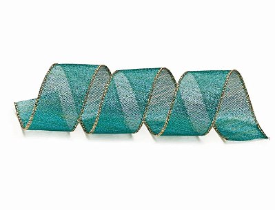 Fita Aramada Verde Tiffany com Borda Dourada 6,3cm - Ref 1594596 Cromus