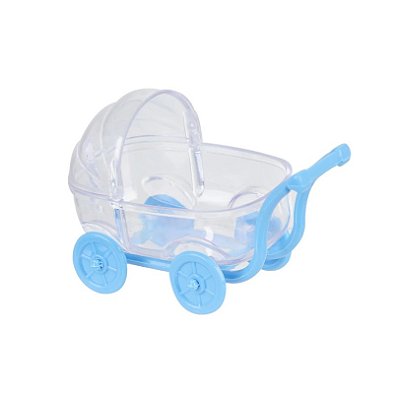 Carrinho de Bebe Transparente com Azul com 5 Unidades - Mirandinha
