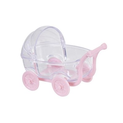 Carrinho de Bebe Transparente com Rosa com 5 Unidades - Mirandinha