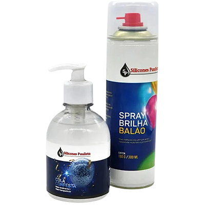 Kit Festa Spray Brilha Brilhante Balão + Cola Confesta 250ml