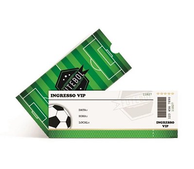 Convite Festa Futebol Ingresso14,5x7cm com 8 Un - Ref 23010633 Cromus