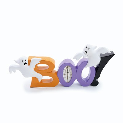 Enfeite de Resina BOO com Fantasmas 32x14x3cm - Halloween - Ref 29005158 Cromus