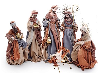 Presépio de Resina e Tecido 6 Peças 76cm Reis Magos - Ref 1106355 Cromus