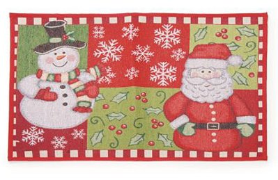 Tapete de Natal Boneco de Neve Xadrez 50x70cm - Ref 1514215 Cromus