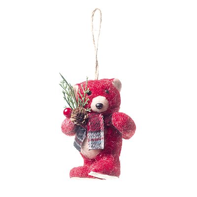 Enfeite de Pendurar Urso com Cachecol 11x7x5cm - Magic Forest - Ref 1470186 Cromus