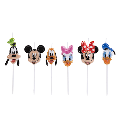 Velas de Aniversário Turma do Mickey Mouse c/ 6Un - Silver Plastic