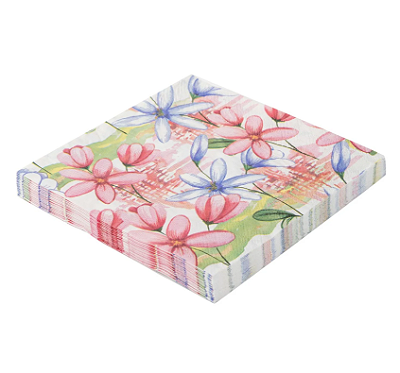 Guardanapo de Papel Estampado Flores do Campo 32x32cm com 20 Un - Silver Plastic