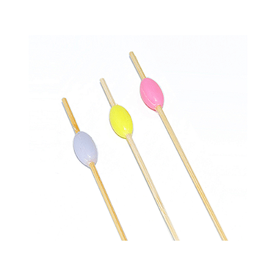 Palito de Petisco de Bambu com Bolinhas Coloridas 12cm com 12Un - Silver Plastic