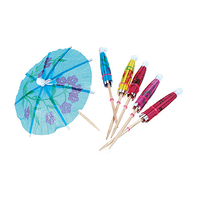 Palito de Petisco de Bambu com Guarda Chuva Colorido 10cm com 12Un - Silver Plastic