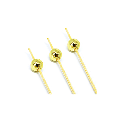 Palito Para Petiscos de Bambu com Bolinha Dourada 9cm c/ 50 Un - Silver Plastic