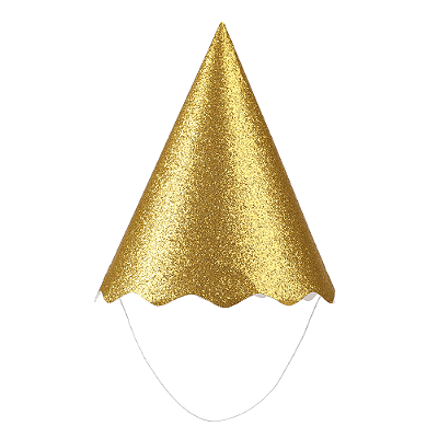 Chapéu de Aniversário Papel Metalizado Dourado Glitter 8 un - Silver