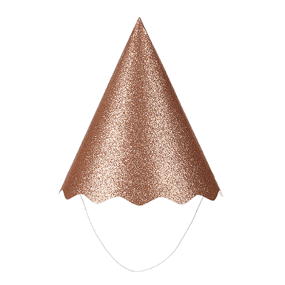 Chapéu de Aniversário Papel Metalizado Rosê Gold Glitter 8 un - Silver