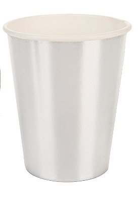 Copo Descartável de Papel Metalizado Prata 270Ml com 10 Un - Silver