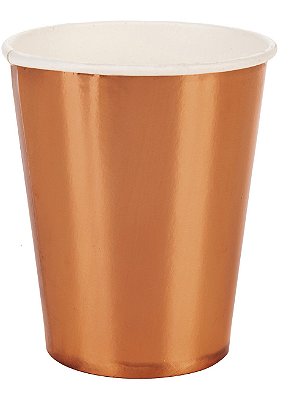 Copo Descartável de Papel Metalizado Rosê Gold 270Ml com 10 Un - Silver