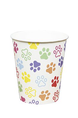 Copo Descartável de Papel Patinhas Coloridas 270Ml com 10 Un - Silver